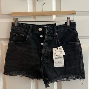 Zara high waisted heathered black shorts